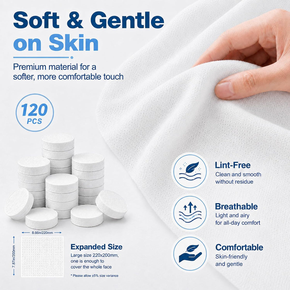 120PCS Compressed Towel Tablets - Disposable Face Towels for Travel