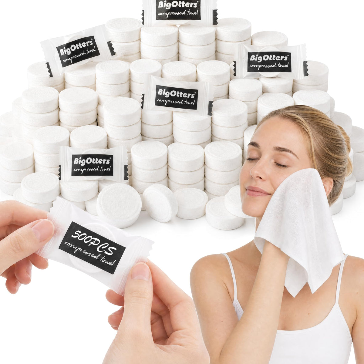 BIGOTTERS 500 PCS Compressed Towels, Bulk Disposable Towels for Face