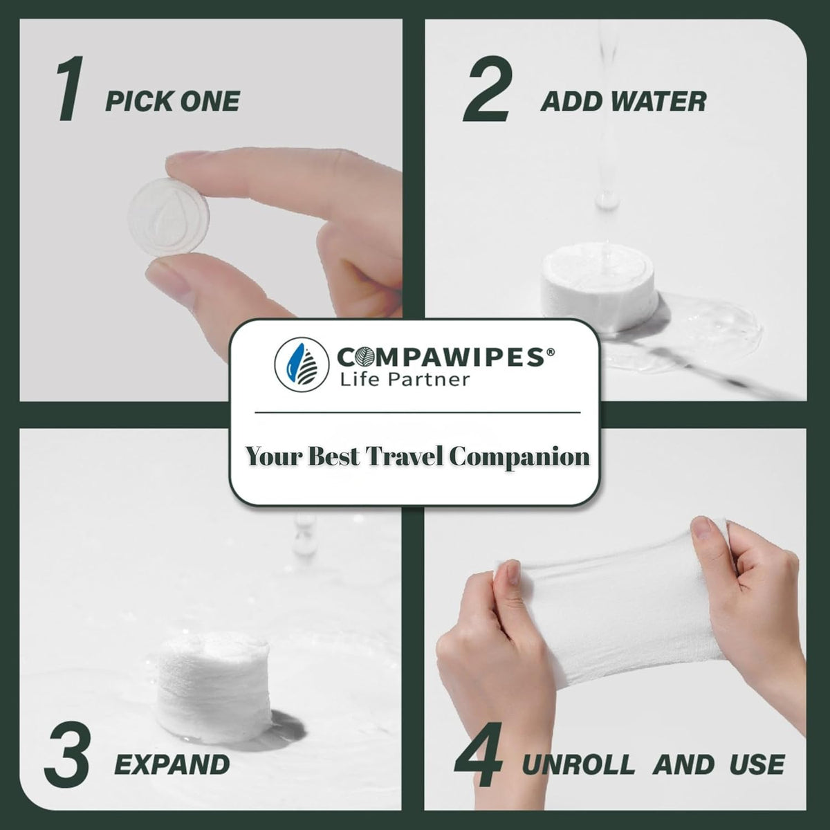 100 PCS Compressed Towel Tablets - Travel Disposable Towels, Compressed Hiking Toilet Paper, Wilderness Wipes, Compact Toilet Paper, Disposable Compressed Face Towel for Camping, Backpacking & Beauty