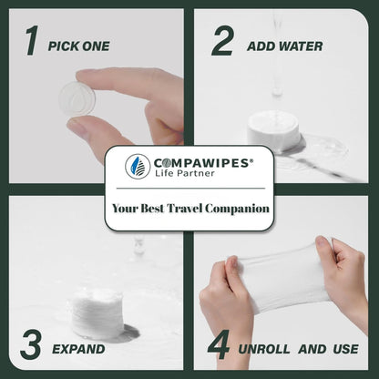 100 PCS Compressed Towel Tablets - Travel Disposable Towels, Compressed Hiking Toilet Paper, Wilderness Wipes, Compact Toilet Paper, Disposable Compressed Face Towel for Camping, Backpacking & Beauty