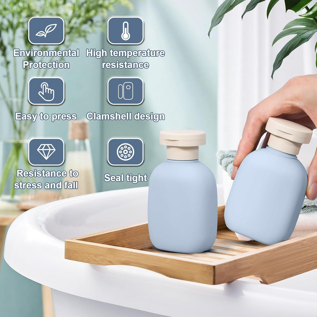 4 Pack 3.4 oz Travel Bottles, Plastic Travel Shampoo Bottles, Empty Plastic Squeeze Bottles with Flip Cap for Toiletries, Leakage-proof Travel Essentials Conditioner Bottle, Blue