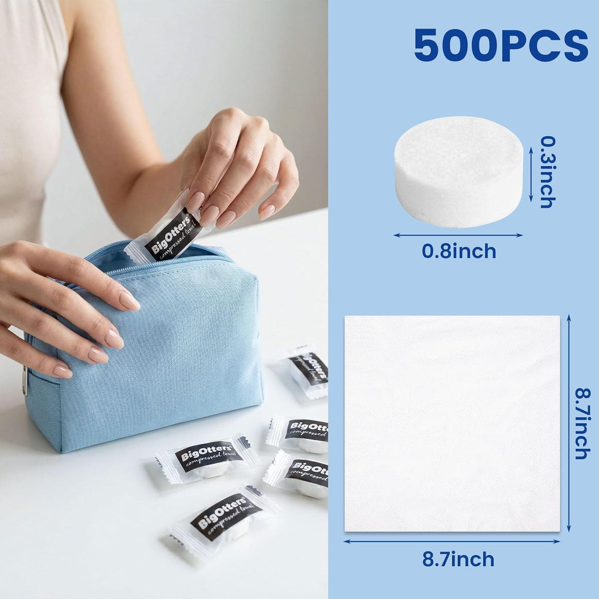 BIGOTTERS 500 PCS Compressed Towels, Bulk Disposable Towels for Face