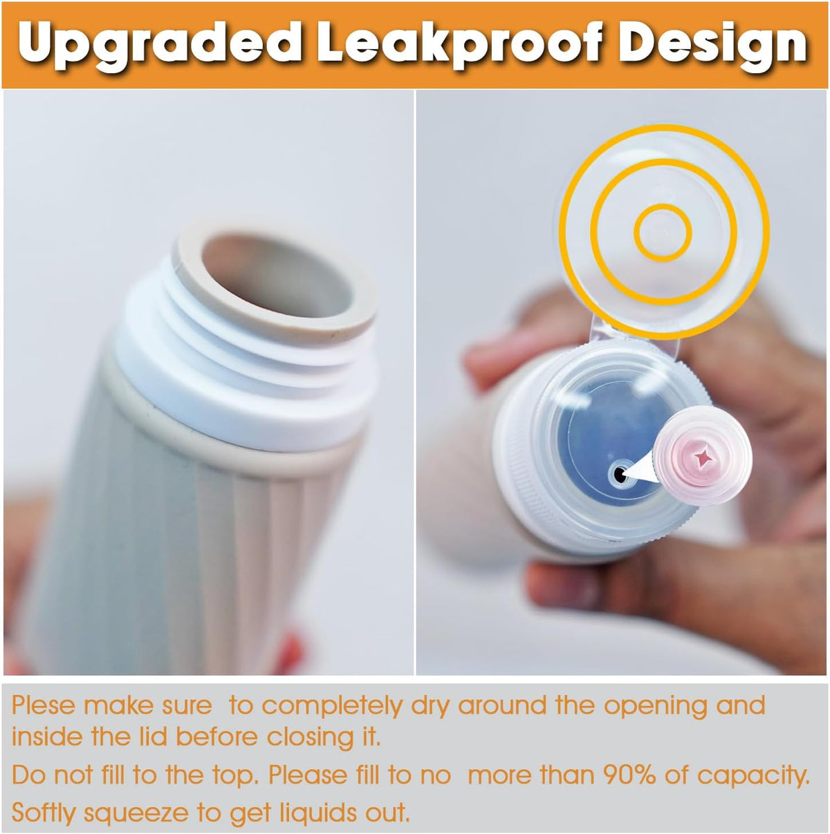 Laxen 5 Pack Travel Bottles for Toiletries with Clear Bag, Leak Proof, Refillable, TSA Approved Silicone Travel Containers for Shampoo and Conditioner, Travel Essentials Toiletry Bottles