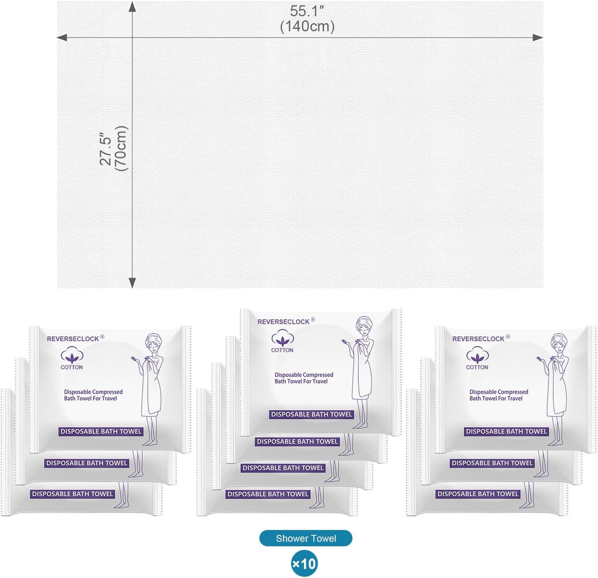 10 Pack Disposable Bath Towels for Travel Compressed Towels Large 55''X28''