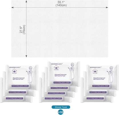 10 Pack Disposable Bath Towels for Travel Compressed Towels Large 55''X28''