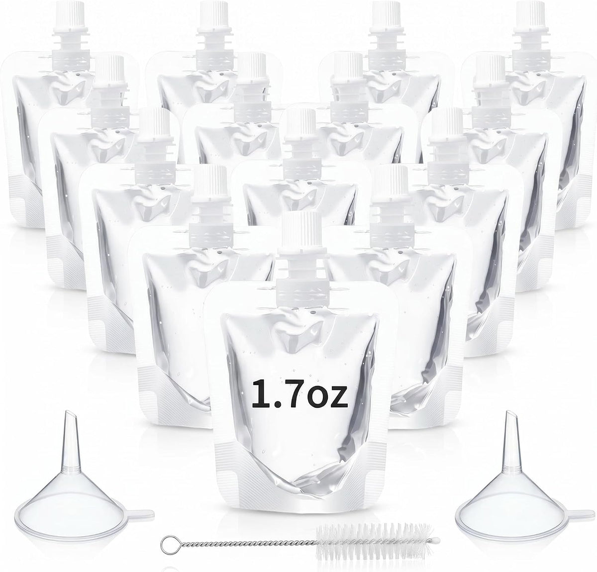 Clear Plastic Juice Bags, 50ml/1.7 oz，100 Pack Reusable Squeeze Pouches