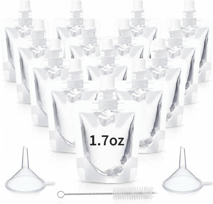 Clear Plastic Juice Bags, 50ml/1.7 oz，100 Pack Reusable Squeeze Pouches