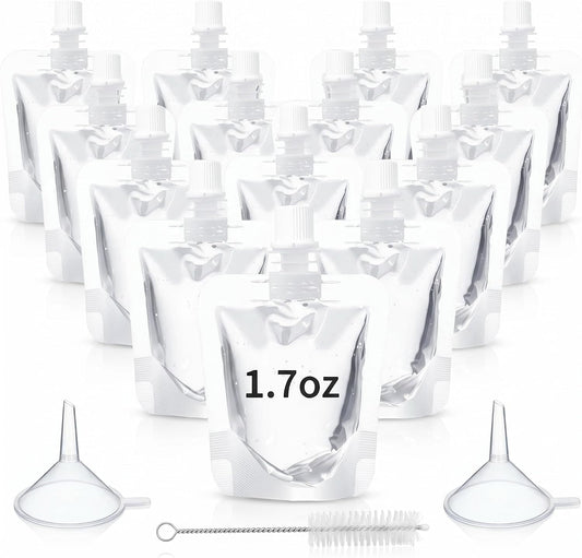 Clear Plastic Juice Bags, 50ml/1.7 oz，100 Pack Reusable Squeeze Pouches