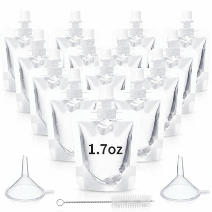 Clear Plastic Juice Bags, 50ml/1.7 oz，100 Pack Reusable Squeeze Pouches
