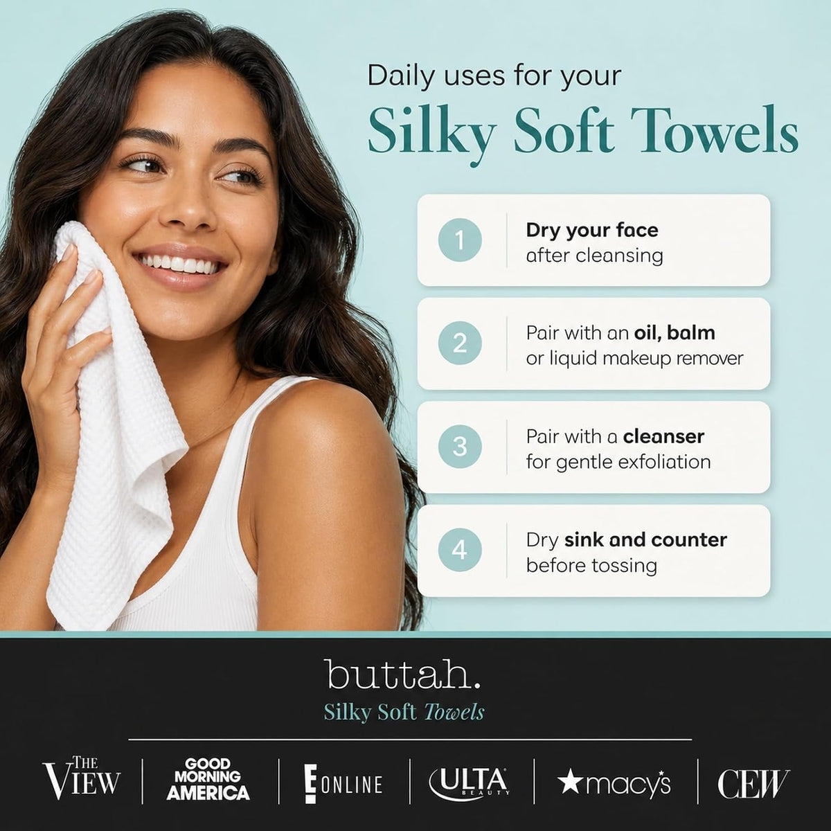 Buttah Skin Disposable Face Towels, 24 Count – Extra Thick, Soft, Large Towels for Sensitive Skin, Travel, and Makeup Removal