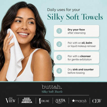 Buttah Skin Disposable Face Towels, 24 Count – Extra Thick, Soft, Large Towels for Sensitive Skin, Travel, and Makeup Removal