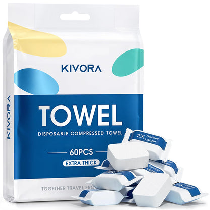 KIVORA Extra Thick Compressed Towels, Ultra Soft, 30 Pack for Travel