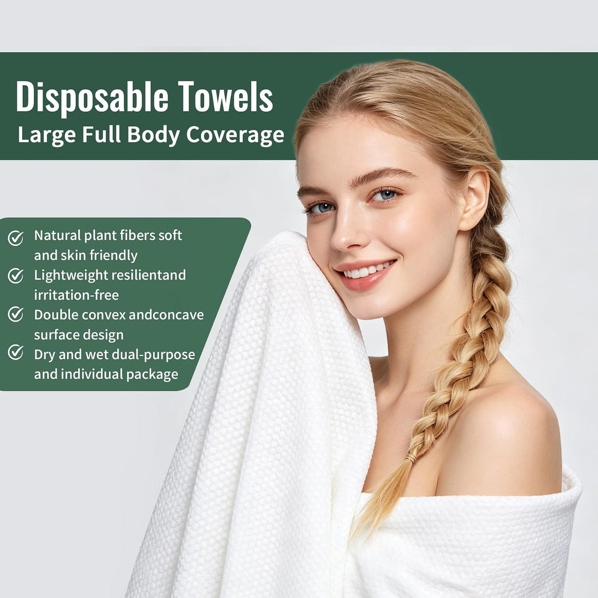 Disposable Towels Bundle, 1 Bath Towel with 1 Hand Towel, 10 Sets