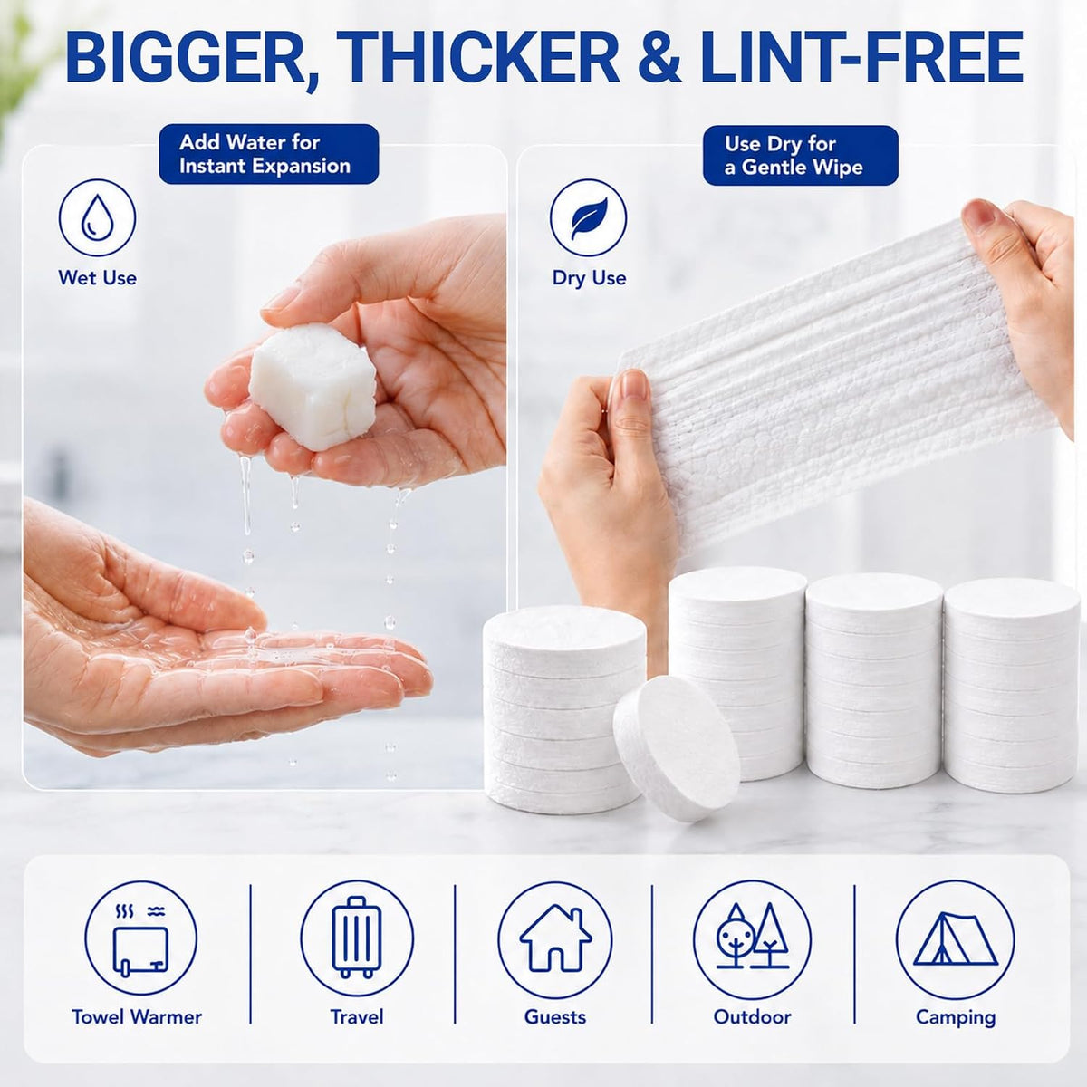 80PCS Hot Towel Dispenser Refills, Disposable Face Towel for Smart Facial Towel Warmers, Compatible with Hot Face Towel Heater Machine, Soft Compressed Towels for Spa, Cleansing and Makeup Remover