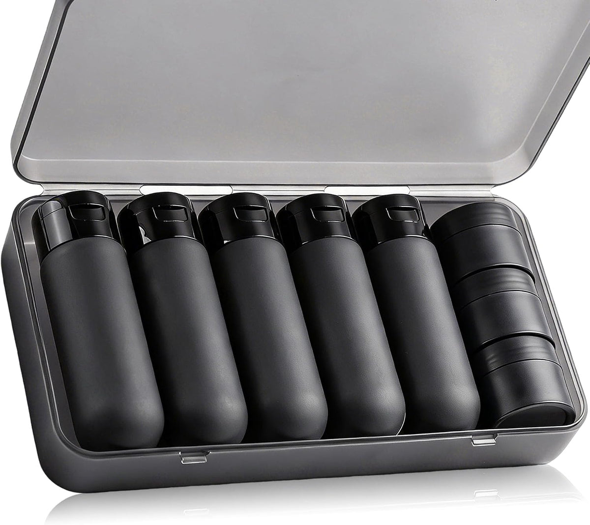 8 Pack Travel Bottles for Toiletries with Case (Black)