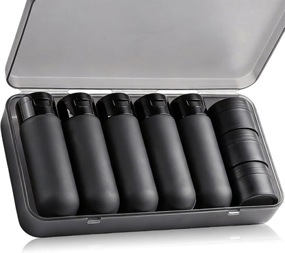 8 Pack Travel Bottles for Toiletries with Case (Black)