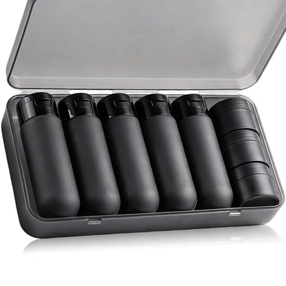8 Pack Travel Bottles for Toiletries with Case (Black)