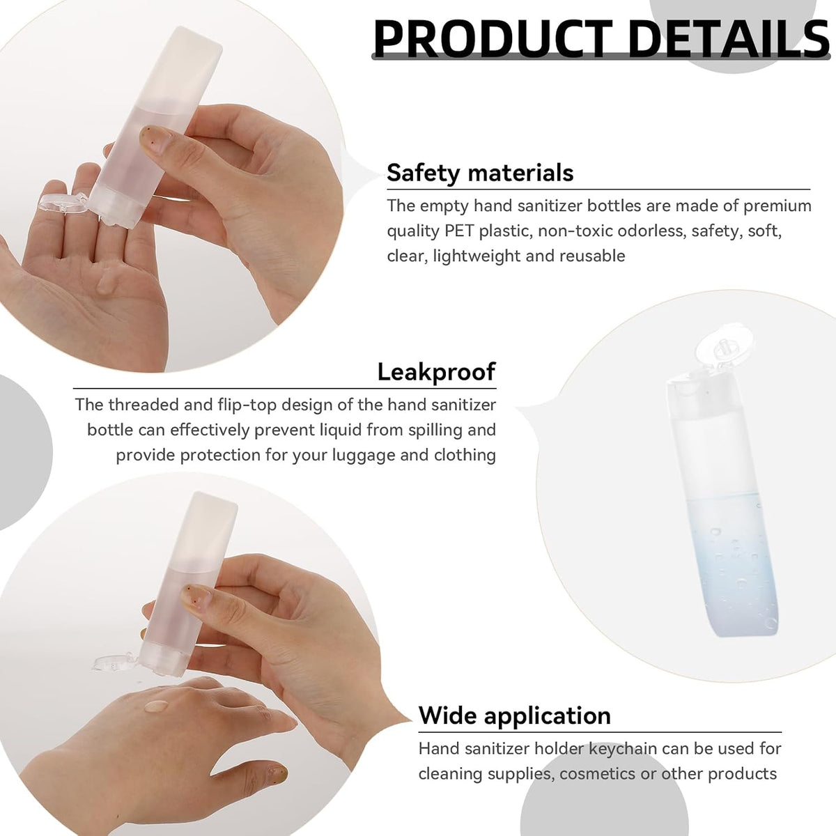 Refillable Cosmetic Containers, 5 Pieces 1 Oz Travel Bottles Mini Squeeze Bottle Makeup Containers Empty Lotion Bottles Toothpaste Container Reusable Travel Dispensers Bottles for Liquids Toiletries