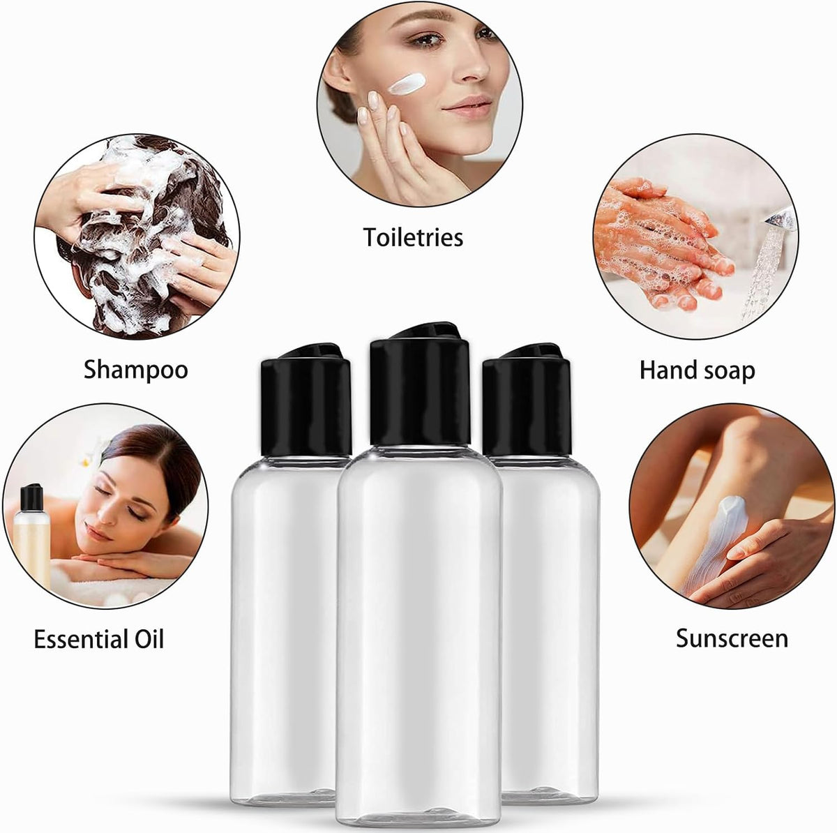 DNSEN 5 Pack 3.4 oz Travel Bottles for Toiletries TSA Approved Leakproof Plastic Empty Travel Size Bottles Containers with Labels