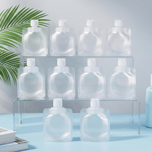 10Pcs Flat Travel Bottles 30ml Travel Pouches for Toiletries Shampoo