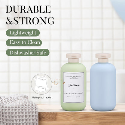 3 PACK Travel Shampoo Bottle, Empty Plastic Squeeze Bottles 6.8oz with Flip Cap, Lotion Container for Toiletries Travel Size Shampoo and Conditioner