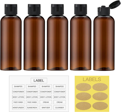 LISAPACK 3.4 oz Travel Bottles for Toiletries, Plastic Shampoo Containers