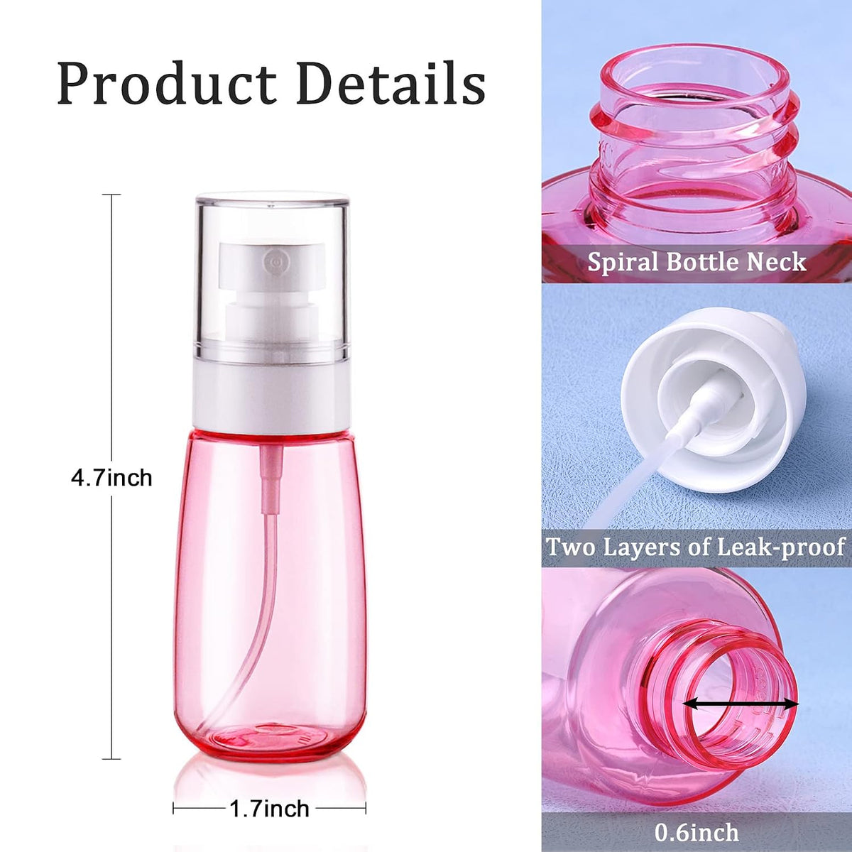 Cosywell Travel Spray Bottle TSA Approved 2oz 3 PCS Fine Mist Spray Bottles