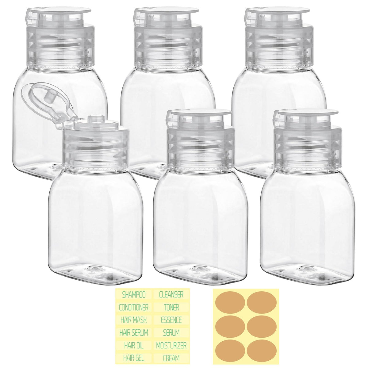 2 oz Travel Bottles, 6-Pack Wide-Mouth Leak Proof Containers