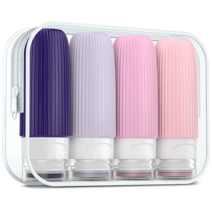 Mrsdry Travel Bottles for Toiletries, Large 6oz Travel Size Containers, BPA Free Leak Proof Tubs Refillable Liquid Accessories with Toiletry Bag for Cometic Shampoo and Lotion Soap (4 Pack)