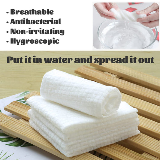 100 Pcs Mini Compressed Towels, Disposable Face Compressed Towel, Compressed Hand Wipe, Camping towel, Portable Compressed Coin Tissue for Travel/Home/Outdoor Activities (Individual packaging)