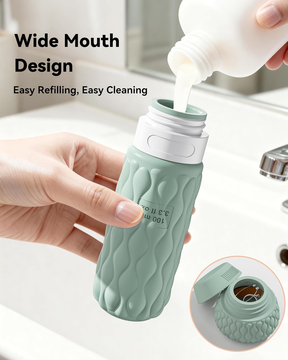 Travel Bottles for Toiletries Silicone Travel Size Containers 3.4oz 1.7oz