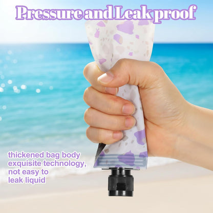 9PCS Travel Liquid Container Set - Refillable Travel Pouches for Toiletries, 3oz TSA Approved Squeeze Pouches, Travel Shampoo Skin Care Containers