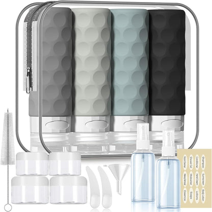 Silevoler 16pack Travel Bottles for Toiletries, TSA Approved Travel Size Containers Set, Leak Proof Refillable Liquid & Creams Toiletries Accessories Kit W/Toiletry Bag (Cream)