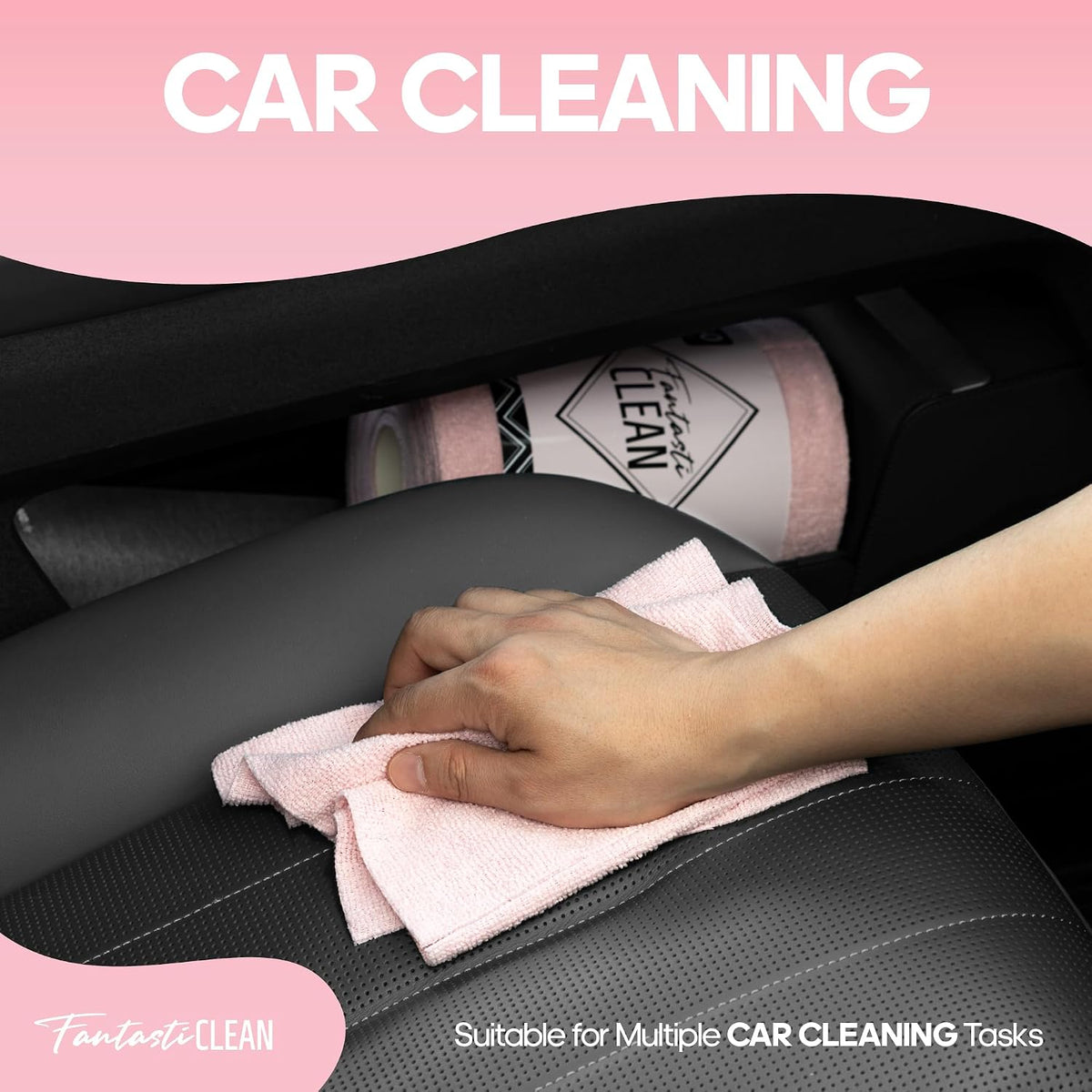 Fantasticlean Microfiber Cleaning Cloth Roll, Pink, 60 Pack, 8" x 8"