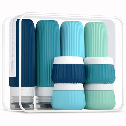 Mrsdry Travel Bottles 8 Pack, TSA Approved 3 oz Travel Containers with Clear Bag, Leak Proof Silicone Squeezable Essentials Jars
