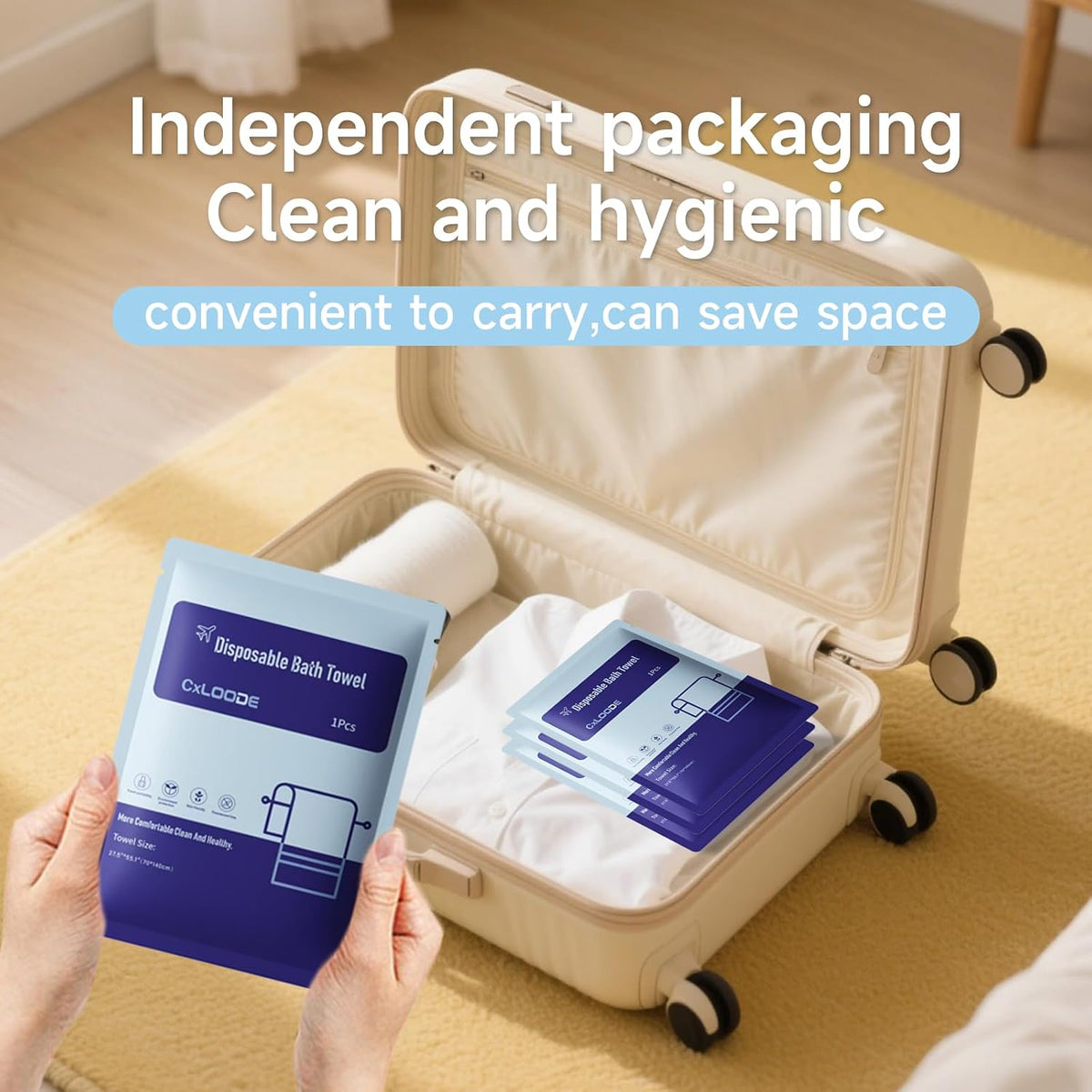 5 Pcs Disposable Bath Towels for Travel Larger And Thicker, 55.1 x 27.5"