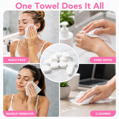 GLIMGLINT 100 Pcs Compressed Towels, Mini Disposable Face Towels Tablets
