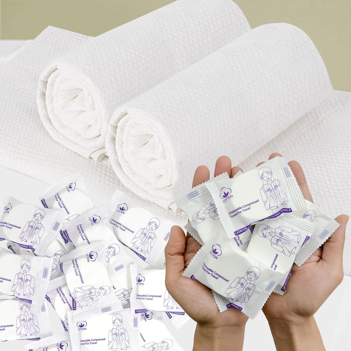 27 Pack Disposable Compressed Towels Set for Travel Portable Washcloths
