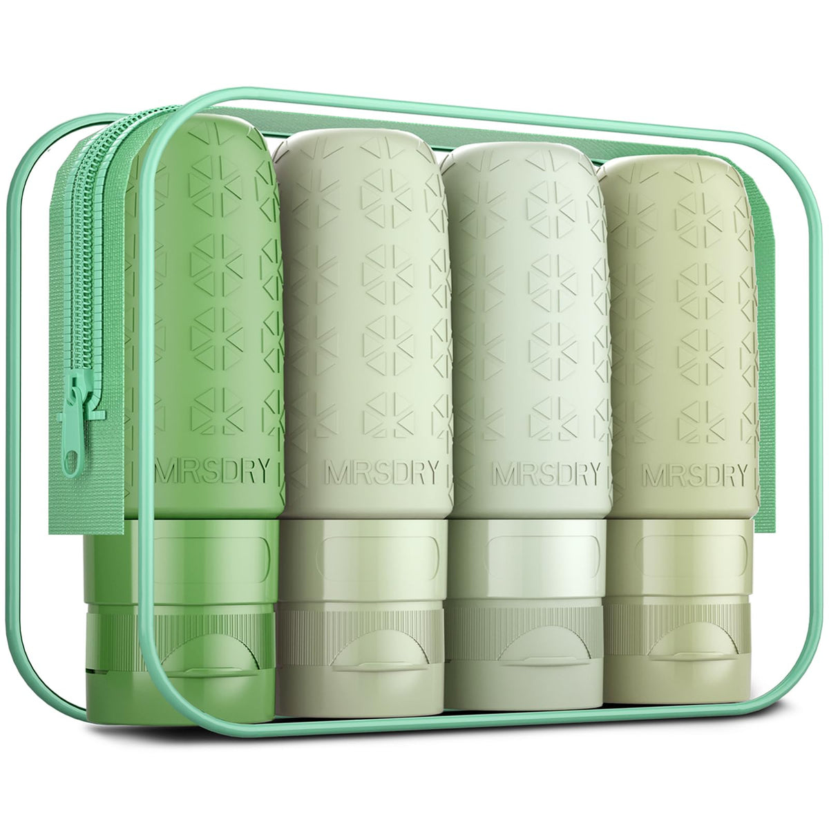 Mrsdry Travel Bottles for Toiletries, Tsa Approved 3oz Travel Size Containers BPA Free Leak Proof Refillable Liquid Silicone Squeezable Travel Essentials for Shampoo Conditioner Lotion (4 Pack)