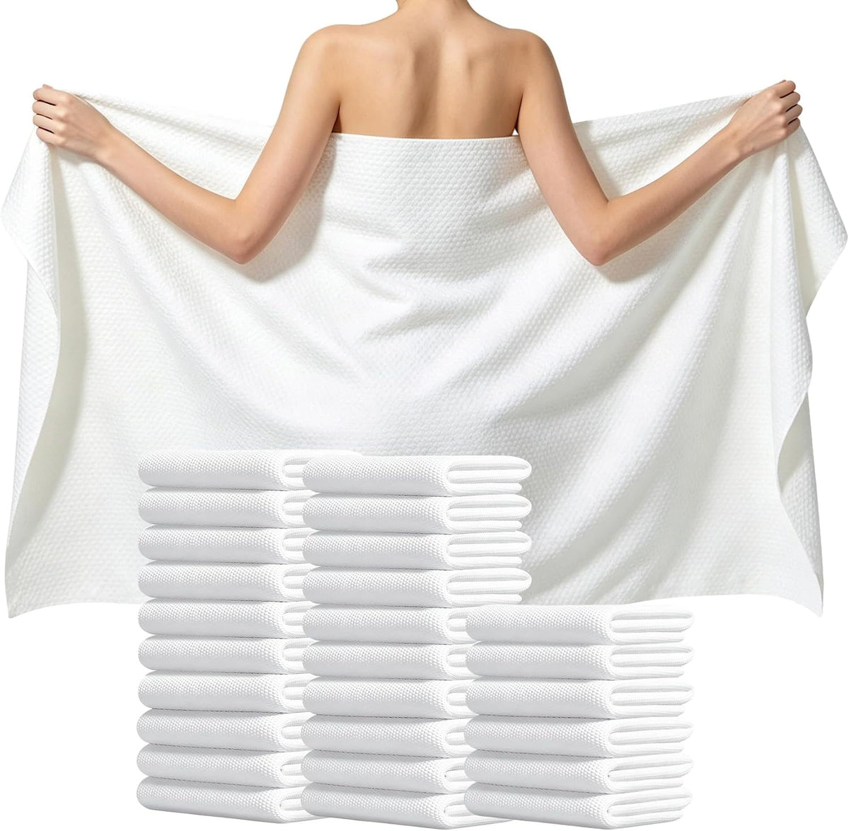 25 Pack Disposable Bath Towels, 55" x 27.5" Ultra Soft Travel Towels Bulk