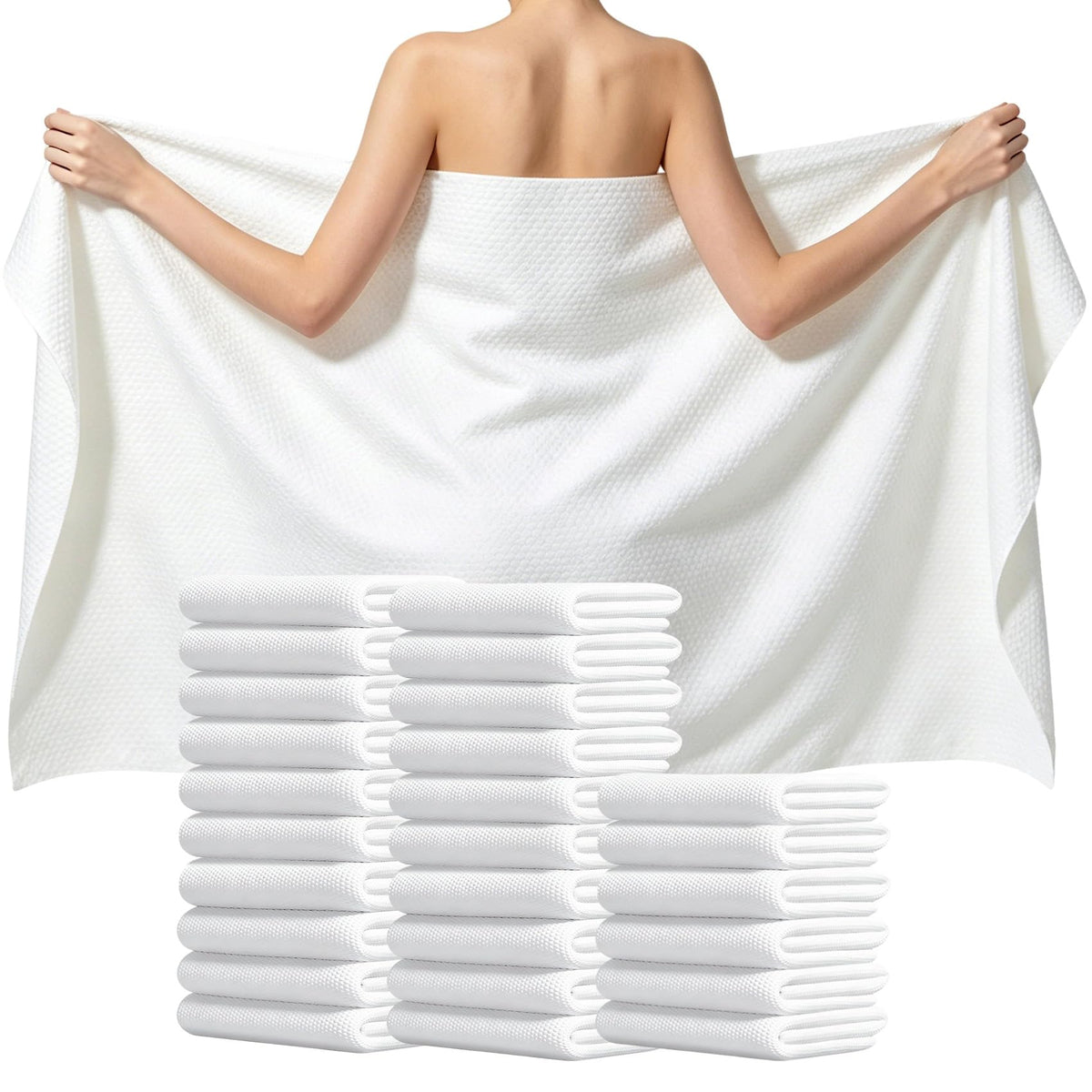 25 Pack Disposable Bath Towels, 55" x 27.5" Ultra Soft Travel Towels Bulk