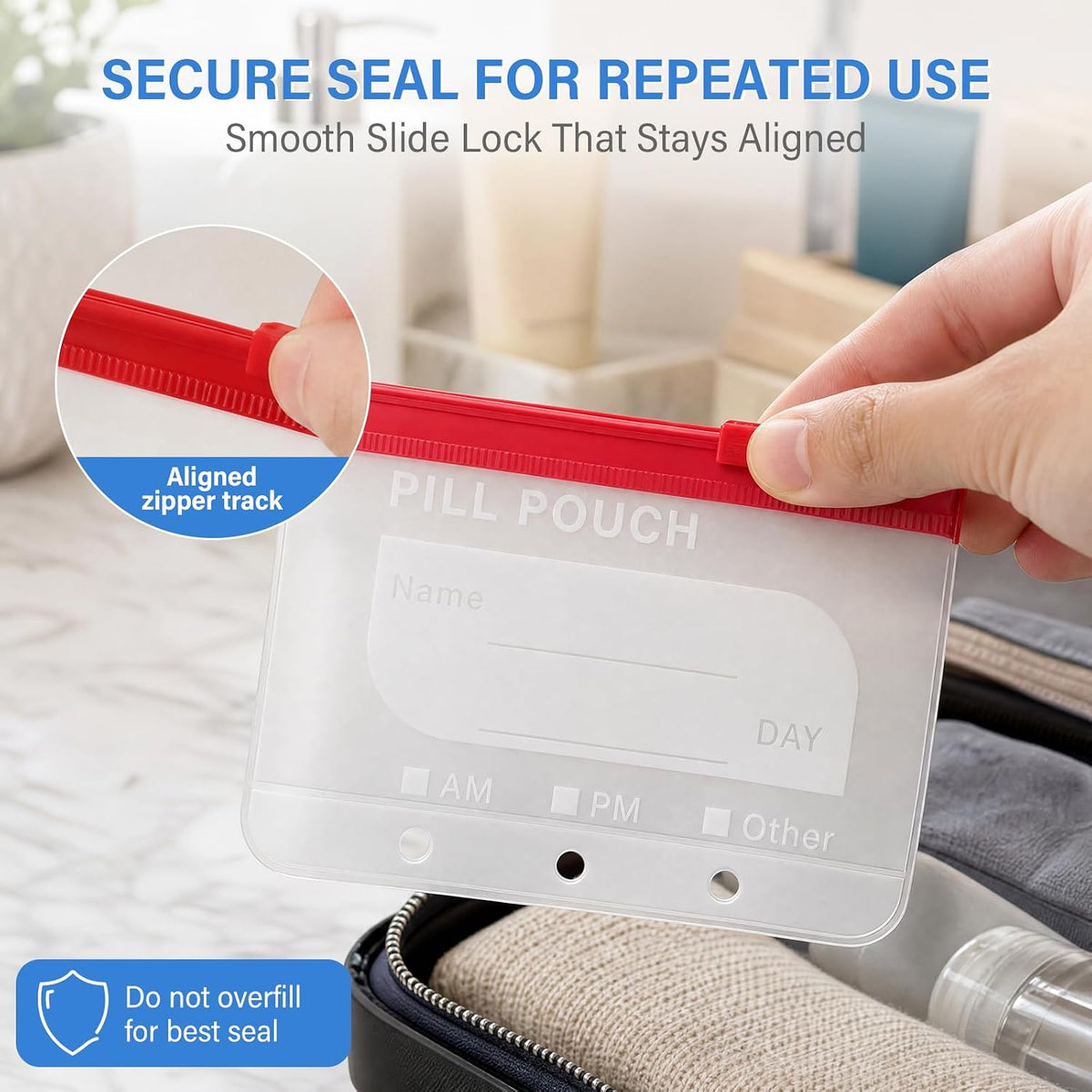 14 Pieces Pill Pouches Bags for Travel, A8 Reusable Zippered Pill Organizer