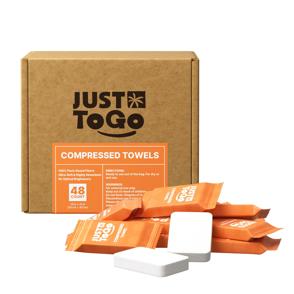 Compressed Towel, Disposable Washcloths, 12 x 10 Inch, 48 Count