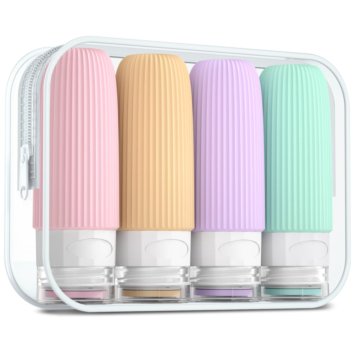 Mrsdry Travel Bottles for Toiletries, Large 6oz Travel Size Containers, BPA Free Leak Proof Tubs Refillable Liquid Accessories with Toiletry Bag for Cometic Shampoo and Lotion Soap (4 Pack)