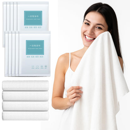 Disposable Bath Towels, 5 Pack Individually Wrapped, 55'' × 27.5'' Portable Travel Towels, Ultra-Soft & Quick-Dry Body Towels for Hotel, Gym, Beach, Camping, Swimming
