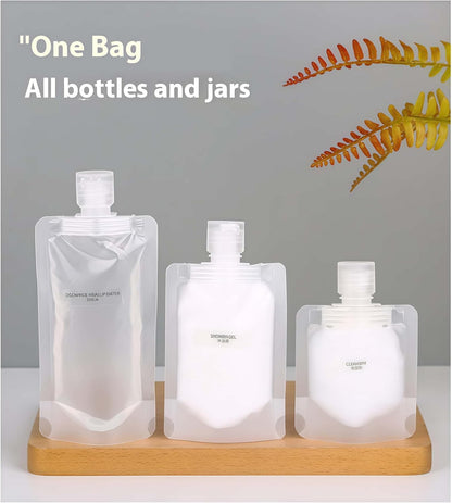 10 Pack Travel Pouches for Toiletries, Size Portable Containers,Stand Up Pouch,Refillable Travel Accessories for Shampoo Conditioner (100ML/3.4OZ/10piece)