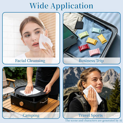 QIUTIMIY 56PCS Disposable Compressed Towels Tablet for Travel Wash Cloth Disposable Washcloths Portable Face Towels Super Absorbent