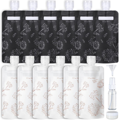 PACKISM 12 Pack Travel Pouches for Toiletries - 90ml 3 oz Liquid Containers