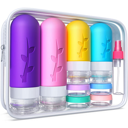 18pack Travel Bottles for Toiletries,TSA Approved Silicone Travel Containers for Toiletries,Leak Proof Refillable Liqus Shampoo And Conditioner travel Essentials toiletry Bottles