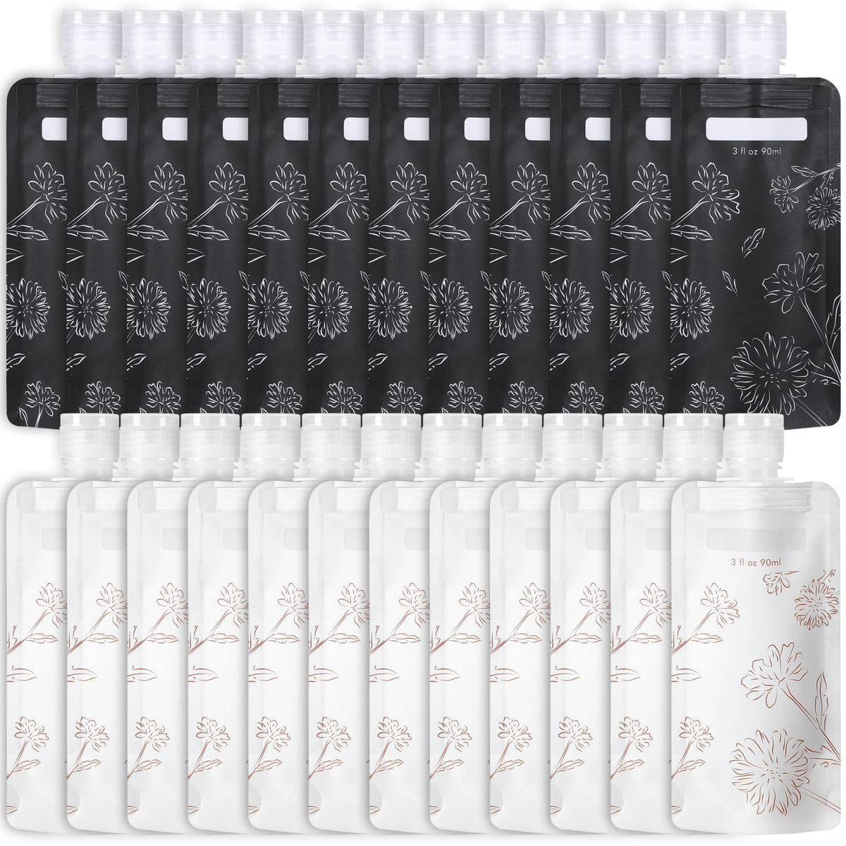 PACKISM 12 Pack Travel Pouches for Toiletries - 90ml 3 oz Liquid Containers
